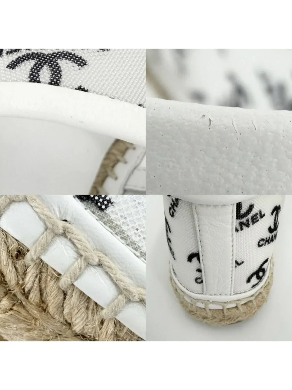 Chanel Sneakers Espadrilles Flat Shoes CC Logo Mesh White Black